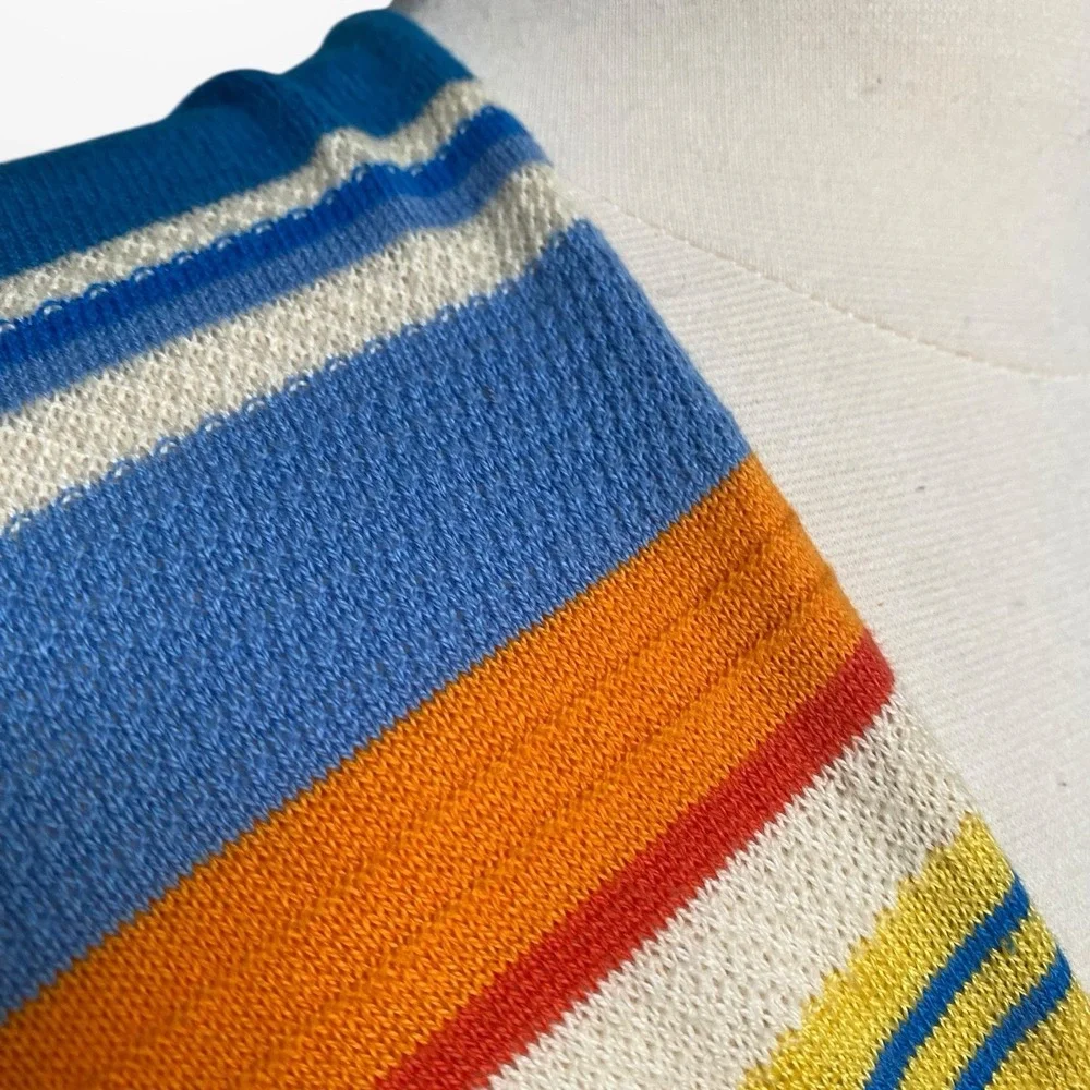 LRL Ralph Lauren Womens Size L‎ / XL Open Front Wrap Shawl Cotton Striped VTG